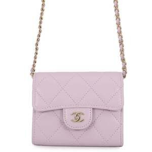 CHANEL Pink Caviar Leather Logo Wallet